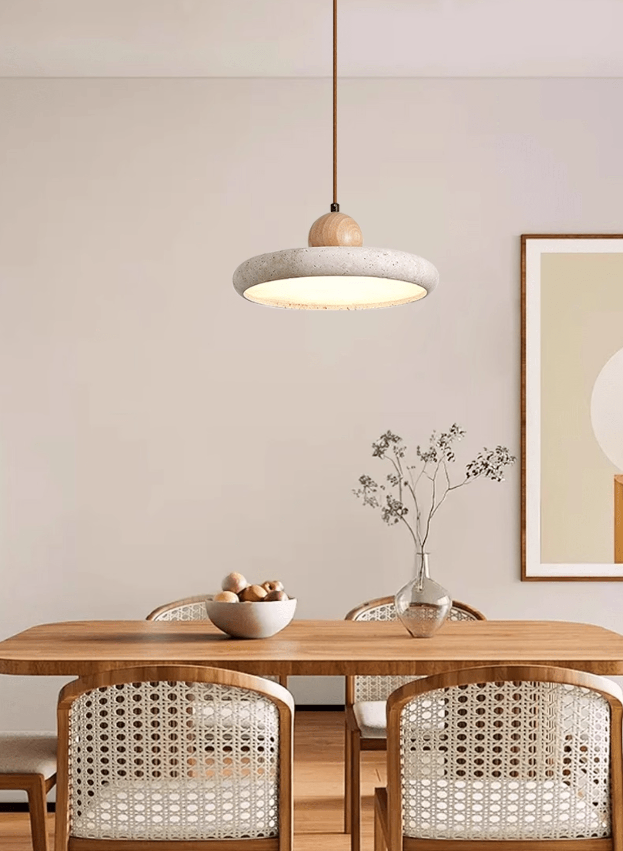 Travertine Wood Integrated LED Pendant Light