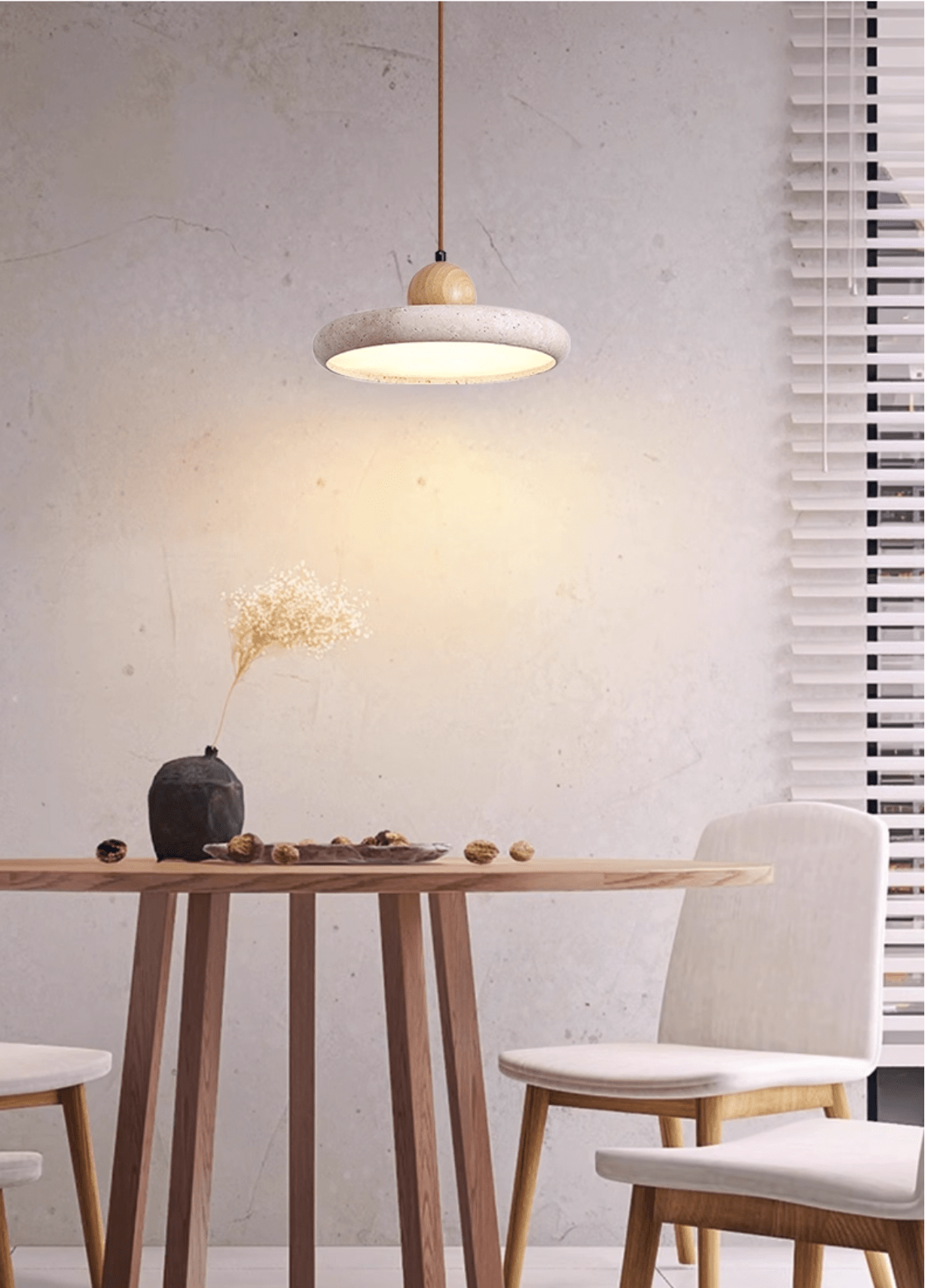 Travertine Wood Integrated LED Pendant Light